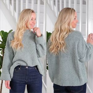 Holzweiler Sund Knit Sweater Size XS Light Teal Oversized Mock Neck Boxy